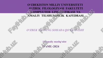 o‘zbek tilining sohada qo‘llanishi — PPTX