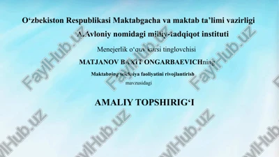 maktabning seleksiyafi oliyatini rivojlantirish — PPTX