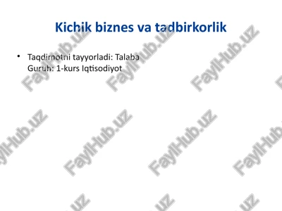 kichik biznes va tadbirkorlik — PPTX