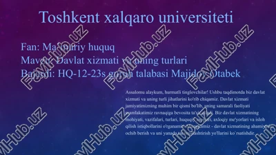 davlat xizmati va uning turlari — PPTX