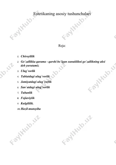 estetikaning asosiy tushunchalari — DOC