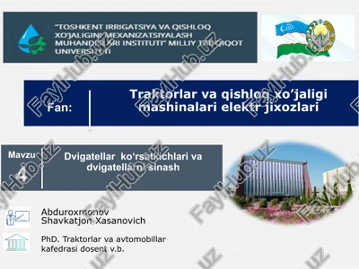 traktorlar va qishloq xo'jaligini mexanizat-siyalash muhandis-lari institut — PPTX