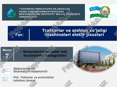 generatorlar va elektr to'kikuchlanish rostlagichlari — PPTX