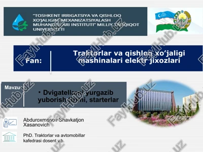 toshkent irrigatsiya va qishloq xo'jaligini mexanizatsiyalash muhandislari instituti — PPTX