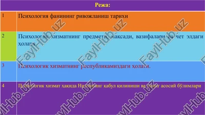 psixologik xizmatning rivojlanish tarixi — PPTX