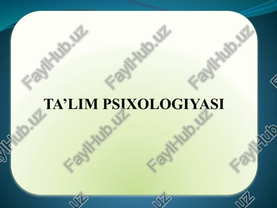 ta’lim psixologiyasi — PPTX
