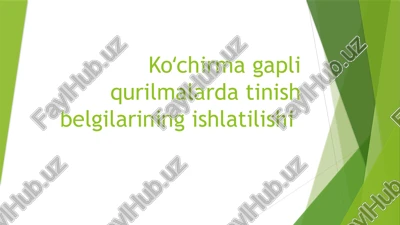 koʻchirmagapli qurilmalarda tinish belgilarining ishlatilishi — PPTX