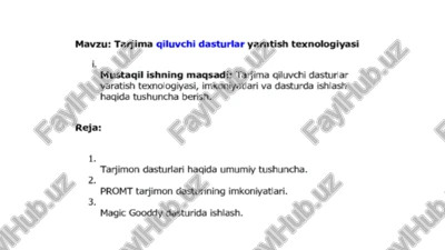 tarjima qiluvchi dasturlar yaratish texnologiyasi — PPTX