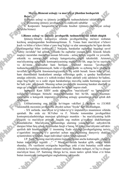 biznesni axloqiy va mas'uliyat jihatdan boshqarish — DOCX