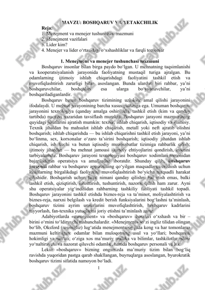 boshqaruv va yetakchilik — DOCX