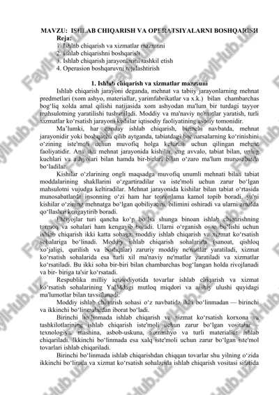 ishlab chiqarish va operatsiyalarni boshqarish — DOCX