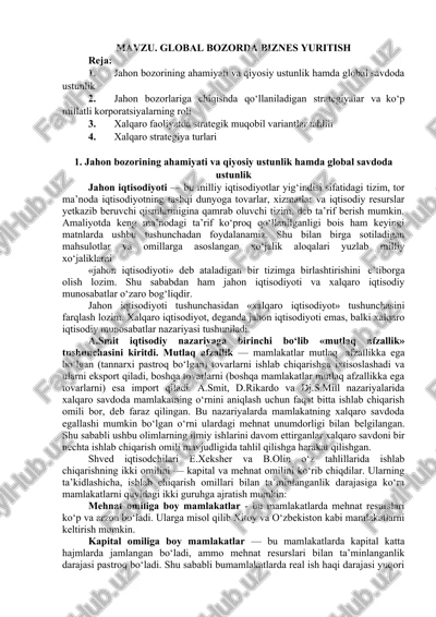 global bozorda biznes yuritish — DOCX