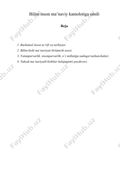 bilim inson ma’naviy kamolotiga omili — DOC