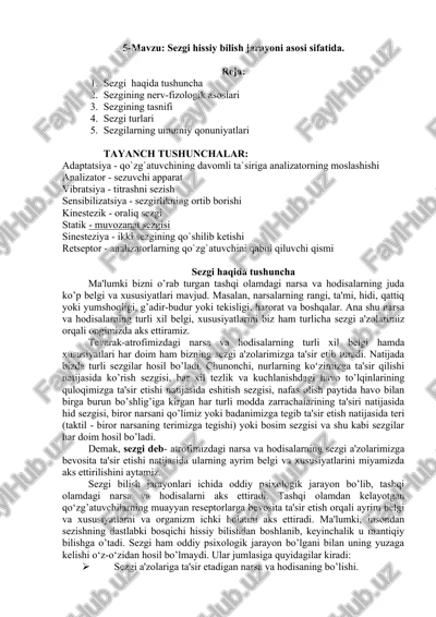 sezgining nerv-fizologik asoslari — DOCX