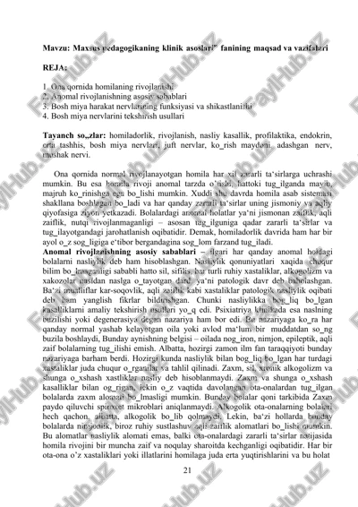 maxsus pedagogikaning klinik asoslari — DOCX