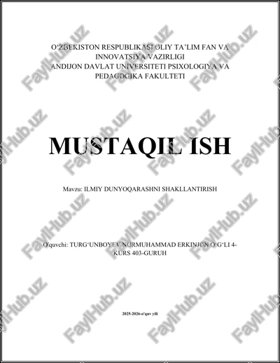 ilmiy dunyoqarashni shakllantirish — DOCX