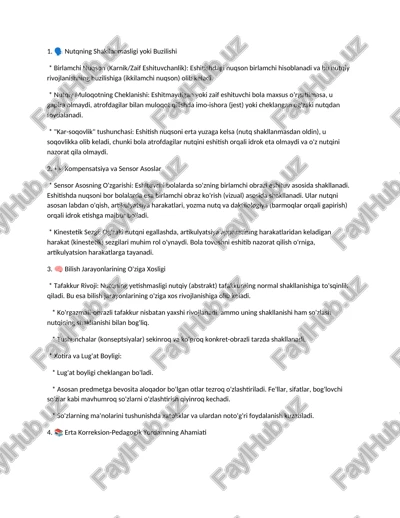 nutqning shakllanmasligi yoki buzilishi — DOCX