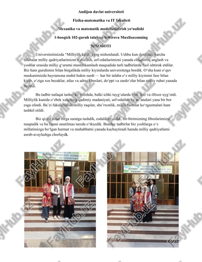 mexanika va matematik modellashtirish yoʻnalishi — DOCX