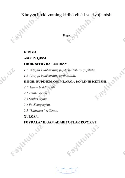 xitoyga buddizmning kirib kelishi va rivojlanishi — DOC