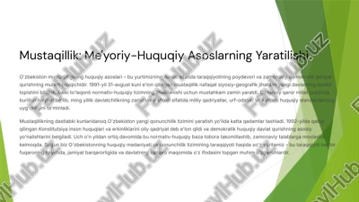 mustaqillik yillarida huquqiy asoslarning yaratilishi — PPTX
