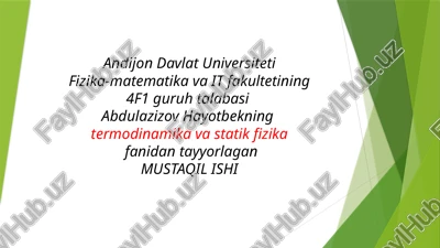 termodinamika va statik fizika — PPTX