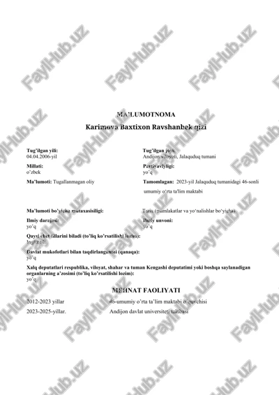karimova baxtixon ravshanbek qizi — DOCX