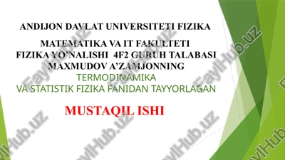 termodinamika ikkinchi qonuni — PPTX