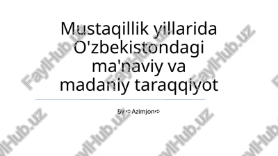 sufizmning o'zbek jamiyatidagi o'rni — PPTX
