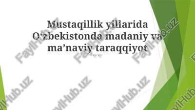 madaniy va ma'naviy rivojlanishning kelajak istiqbollari — PPTX
