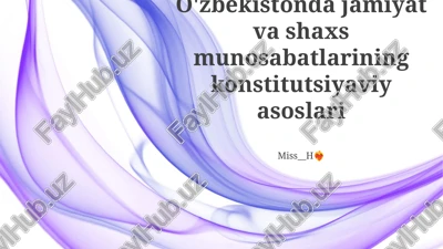 o'zbekistonda jamiyat va shaxs munosabatlarining konstitutsiyaviy asoslari — PPTX