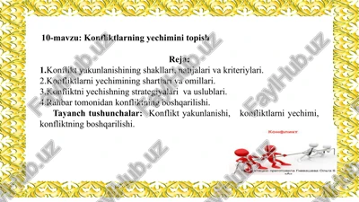 konfliktlarning yechimini topish — PPTX