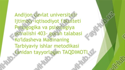 tarbiyaviy ishlar metodikasi — PPTX
