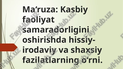 kasbiy faoliyat samaradorligini oshirish — PPTX