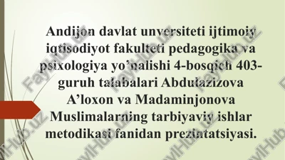 tarbiyeviy ishlar metodikasi — PPTX