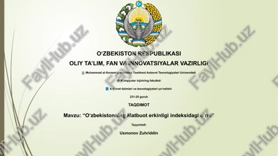 o‘zbekistonning matbuot erkinligi indeksidagi o‘rni — PPTX