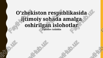 ijtimoiy sohadagi islohotlarning asosiy yo'nalishlari — PPTX