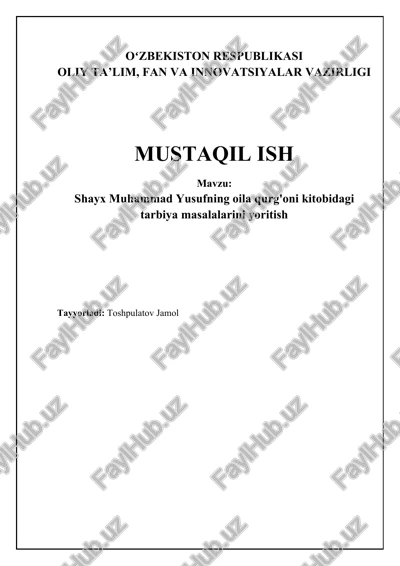 shayx muhammad yusufning oila qurg'oni kitobi — DOCX