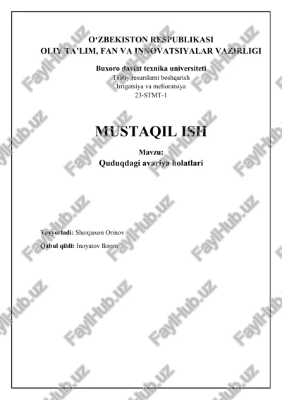 quduqdagi avariya holatlari — DOCX