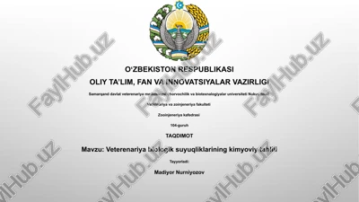veterenariya biologik suyuqliklarining kimyoviy tahlili — PPTX