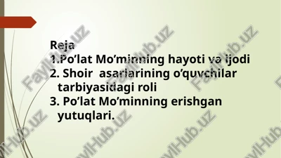 po'lat mo'min hayoti va ijodi — PPTX