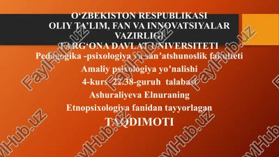 amaliy psixologiya yoʼnalishi — PPTX