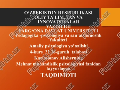 mehnat faoliyati va psixologiya — PPTX