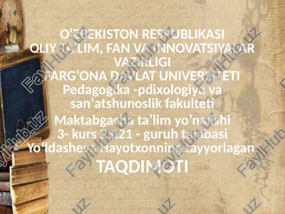 "jismoniy rivojlanish va sog'lom turmushtarni shakllantirish" — PPTX