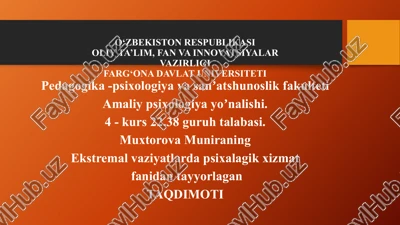 ekstremal vaziyatlar psixologiyasi — PPTX
