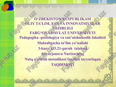 nutqo'stirish metodikasi — PPTX