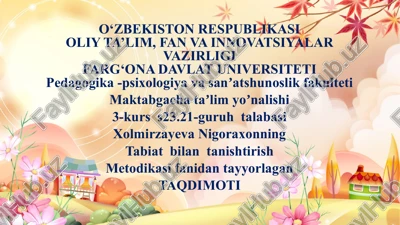 tabiat bilan tanishtirish metodikasi — PPTX