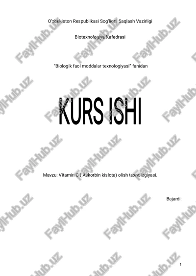 vitamin c ( askorbin kislota) olish texnologiyasi — PDF