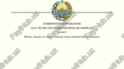 janubiy va janubi-sharqiy osiyoning paleolit tosh sanoati — PPTX