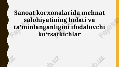 mehnat salohiyati va ta'minoti — PPTX