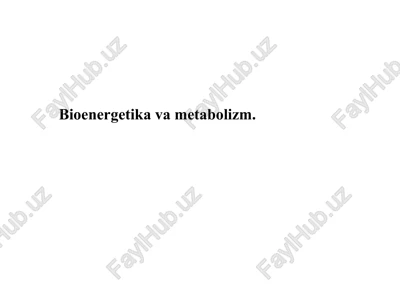 bioenergetika va metabolizm — PPTX